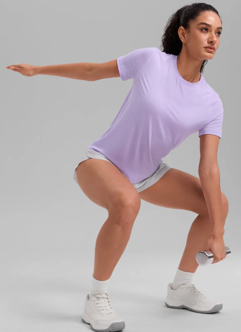 Quick Dry Crewneck Hip Length Short Sleeve