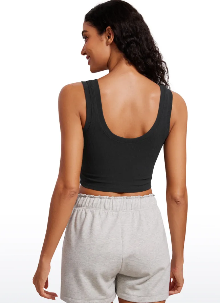 Ribbed Cropped Length Scoop Neck Tank