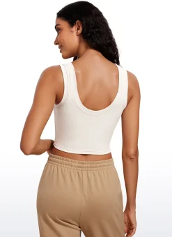 Ribbed Cropped Length Scoop Neck Tank