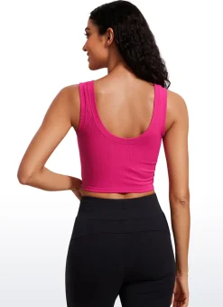 Ribbed Cropped Length Scoop Neck Tank