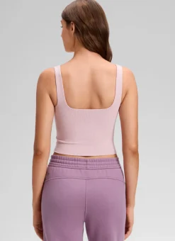 Ribbed Henley Neck Built in Bra Tank