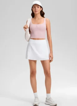 Ribbed Henley Neck Built in Bra Tank