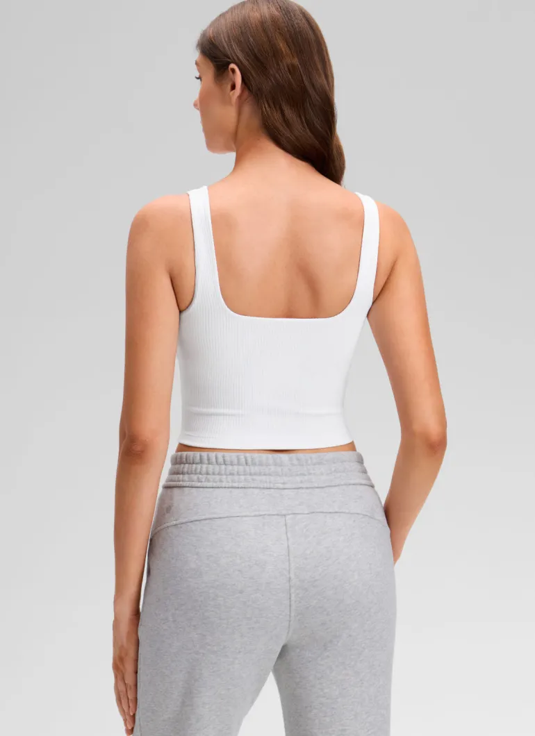 Ribbed Henley Neck Built in Bra Tank
