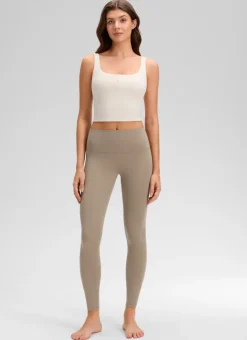 Ribbed Henley Neck Built in Bra Tank