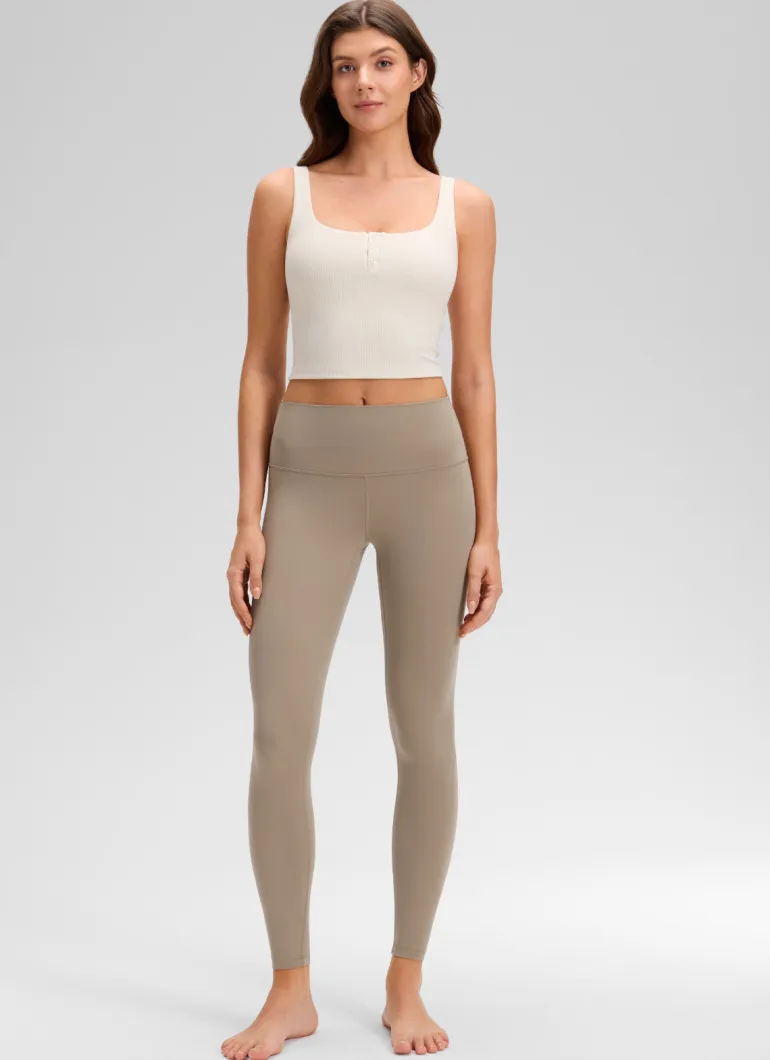 Ribbed Henley Neck Built in Bra Tank