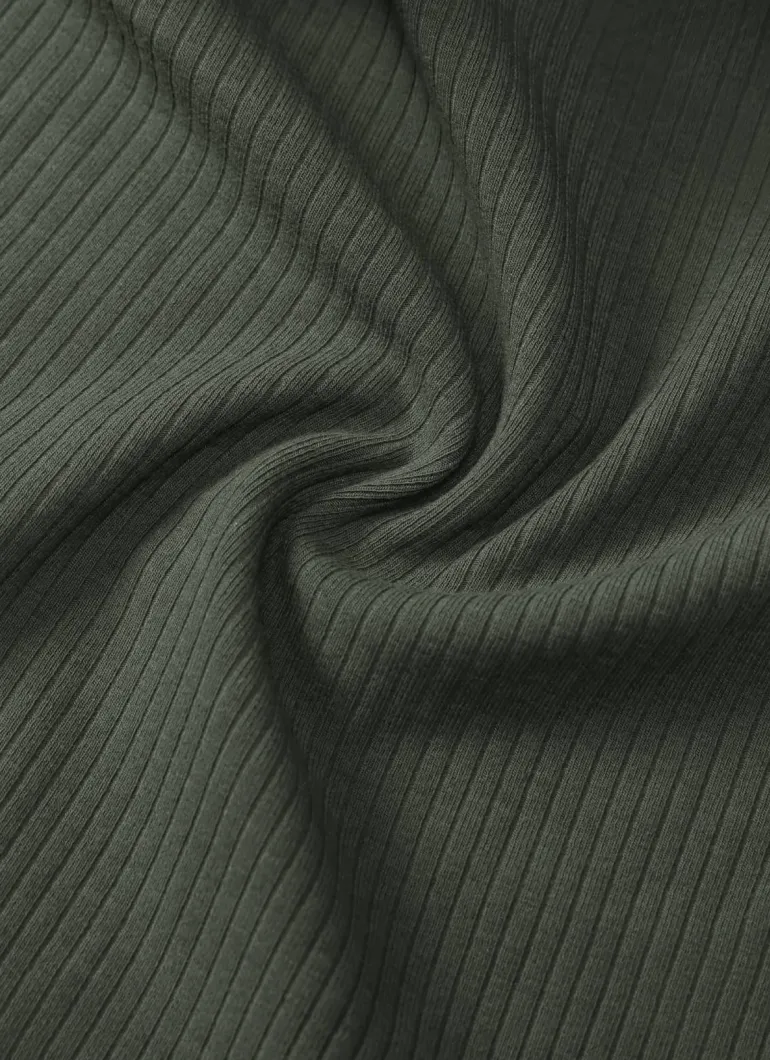 Ribbed Henley Neck Built in Bra Tank
