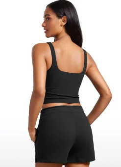 Ribbed Henley Neck Built in Bra Tank