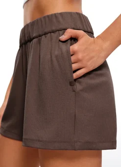 Ribbed High Rise Sweat Shorts 3''