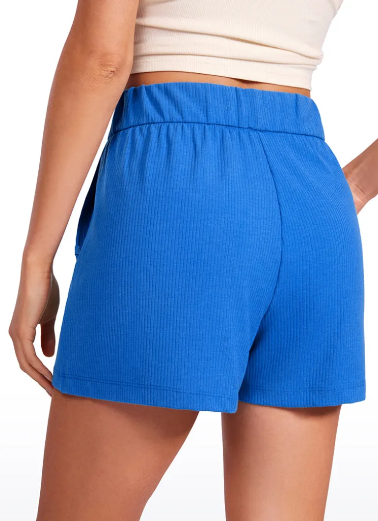 Ribbed High Rise Sweat Shorts 3''
