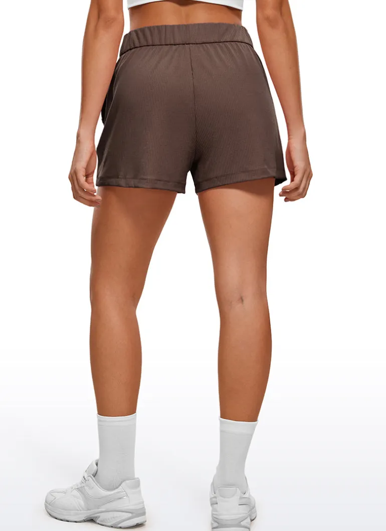 Ribbed High Rise Sweat Shorts 3''