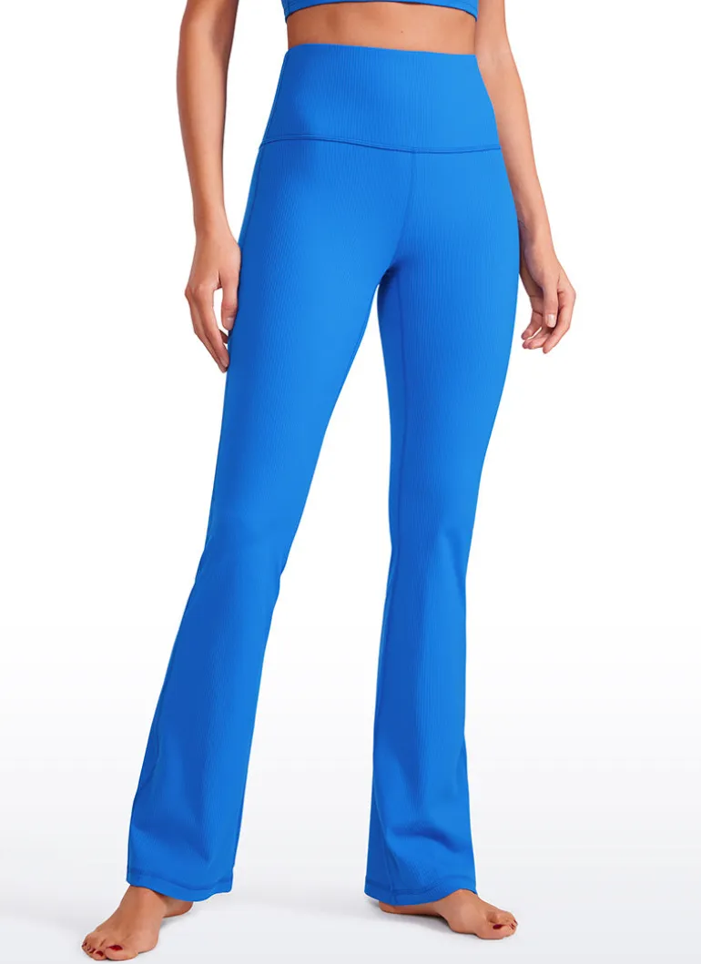 Ribbed High Waist Pocket Flare Leggings 31"