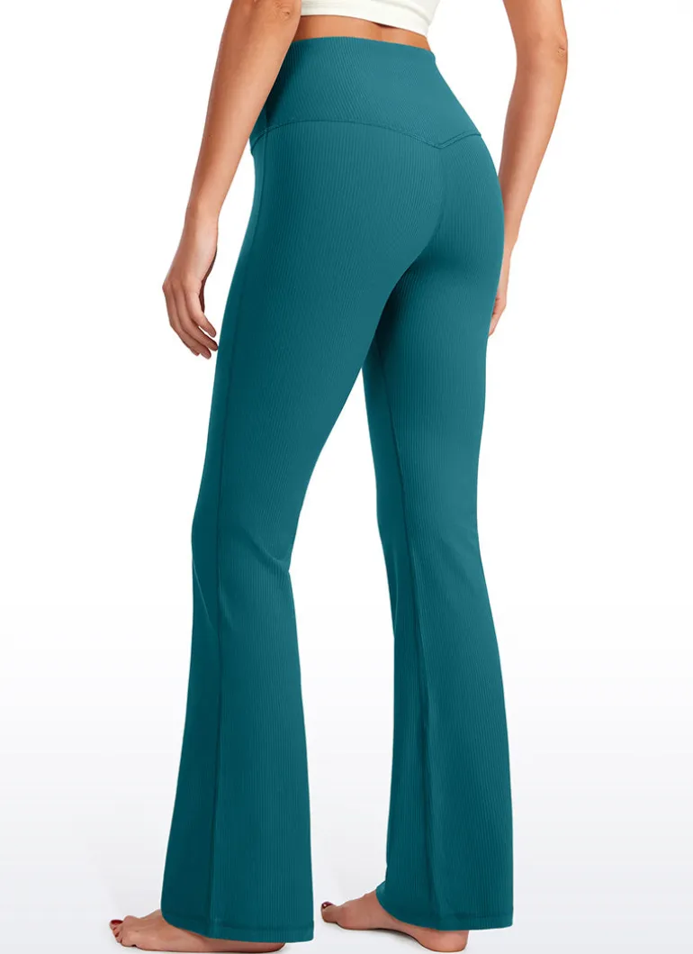 Ribbed High Waist Pocket Flare Leggings 31"