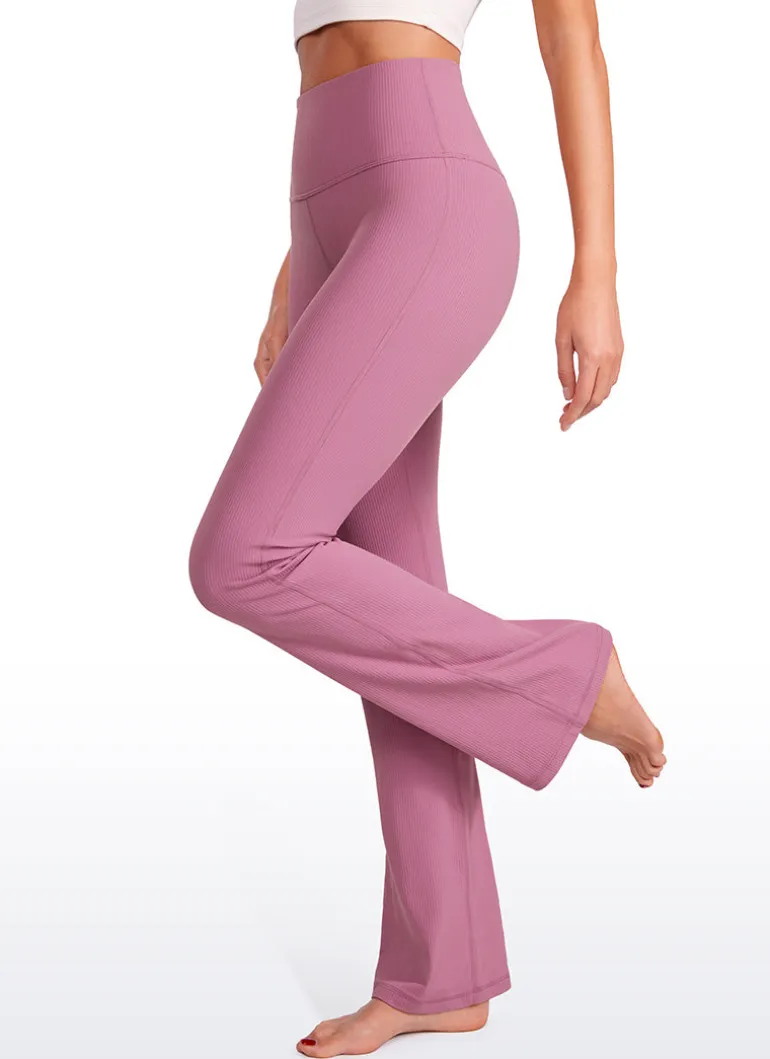 Ribbed High Waist Pocket Flare Leggings 31"