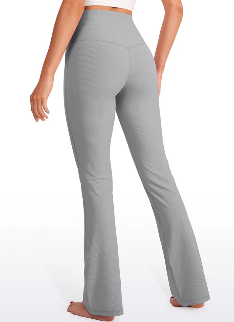 Ribbed High Waist Pocket Flare Leggings 31"