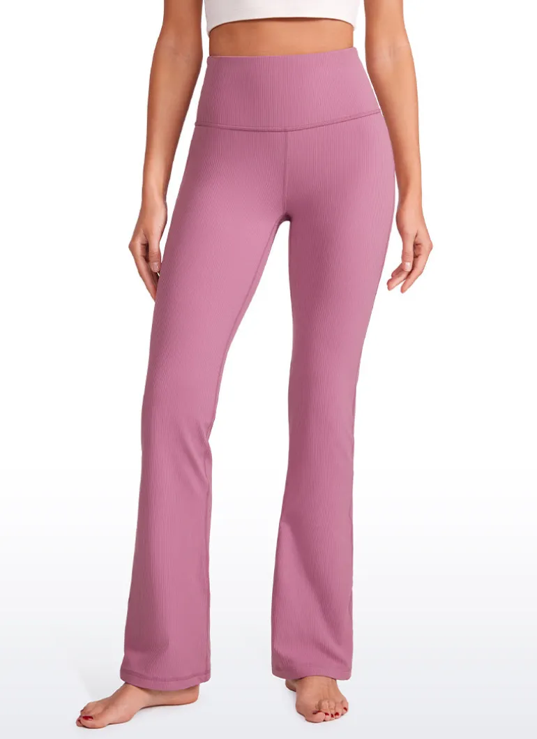 Ribbed High Waist Pocket Flare Leggings 31"