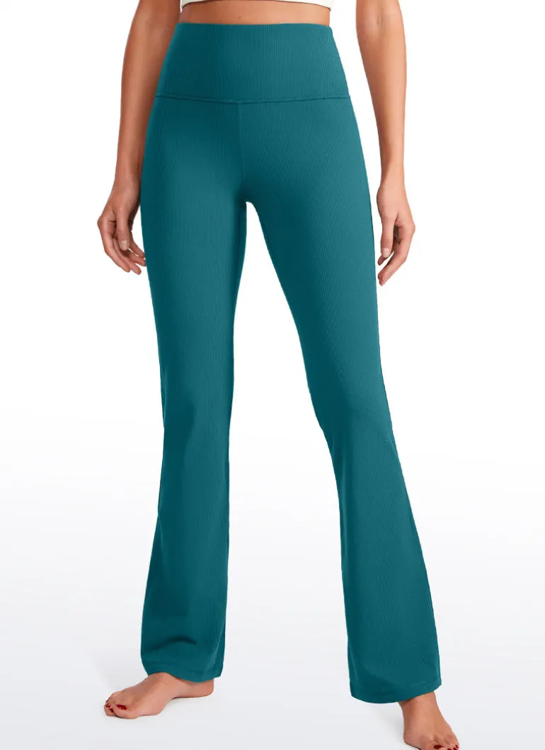 Ribbed High Waist Pocket Flare Leggings 31"