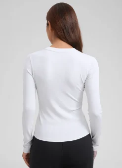 Ribbed Modal Henley Long Sleeve