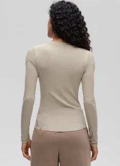 Ribbed Modal Henley Long Sleeve