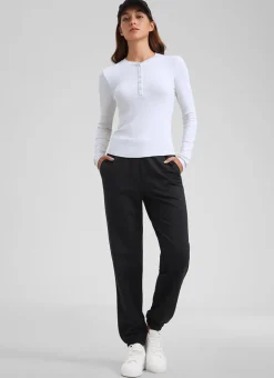 Ribbed Modal Henley Long Sleeve