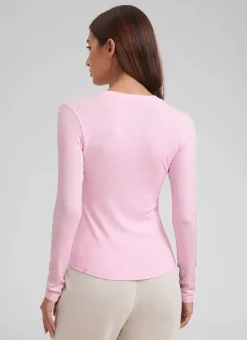 Ribbed Modal Henley Long Sleeve