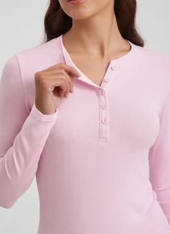 Ribbed Modal Henley Long Sleeve