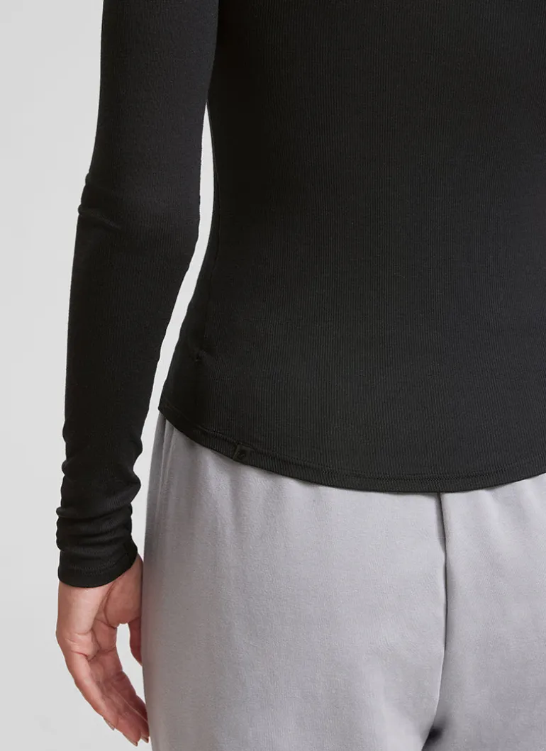 Ribbed Modal Henley Long Sleeve