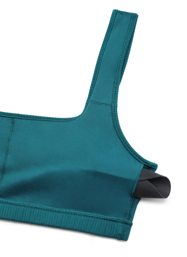 Ribbed Square Neck Padded Mini Bra
