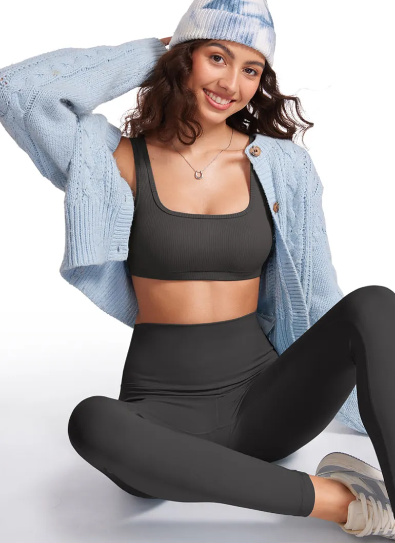 Ribbed Square Neck Padded Mini Bra
