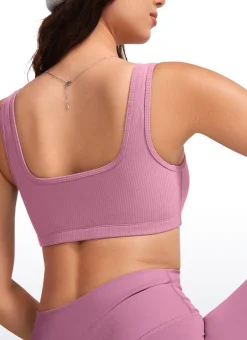 Ribbed Square Neck Padded Mini Bra
