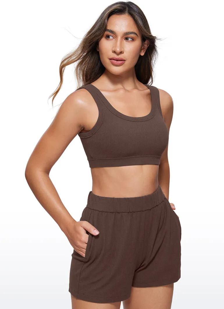 Ribbed U Back Sports Bra