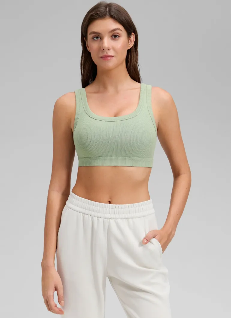Ribbed U Back Sports Bra