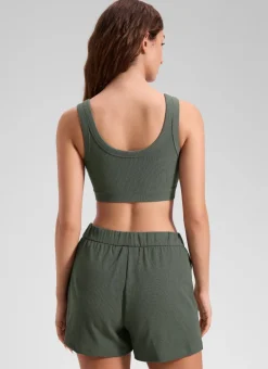 Ribbed U Back Sports Bra