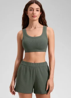 Ribbed U Back Sports Bra