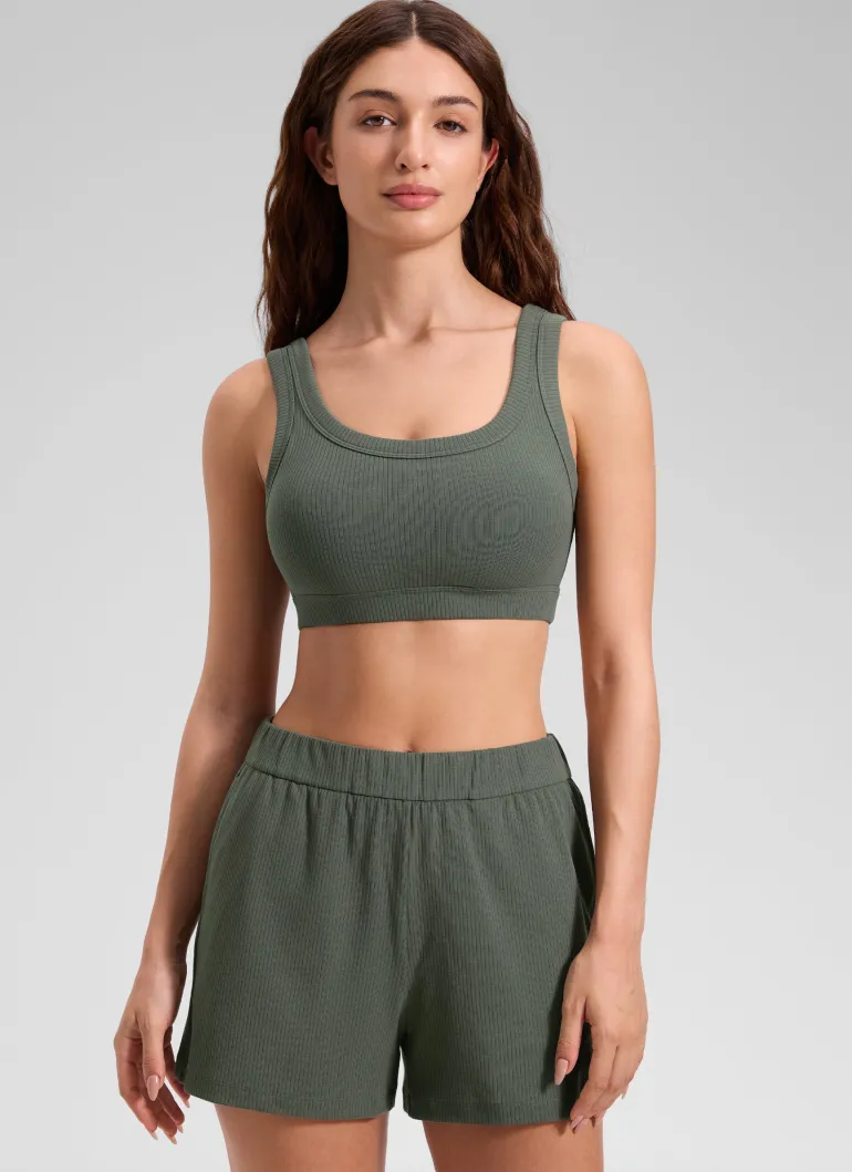 Ribbed U Back Sports Bra