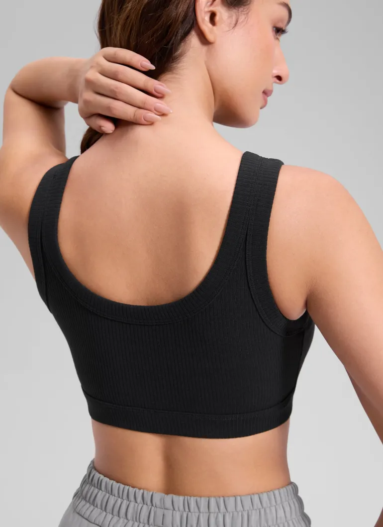 Ribbed U Back Sports Bra
