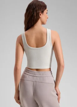 Ribbed U Neck Built in Bra Tank