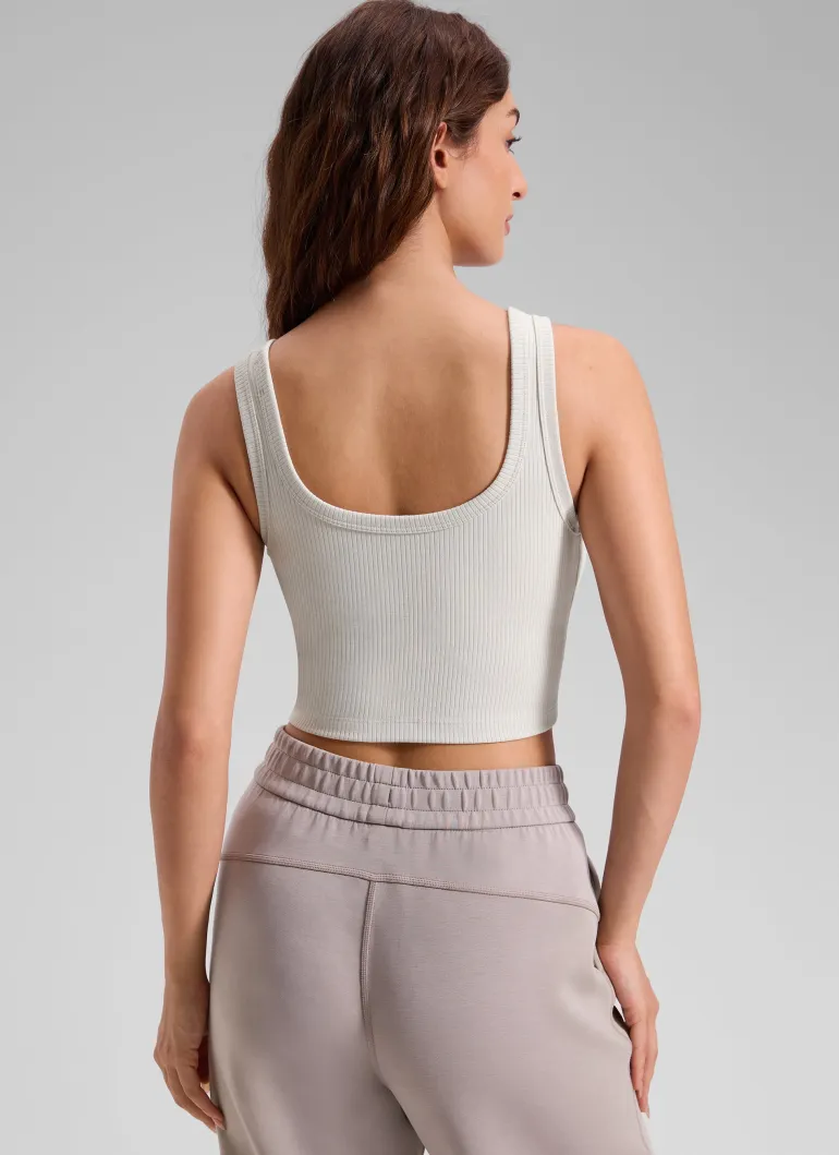 Ribbed U Neck Built in Bra Tank