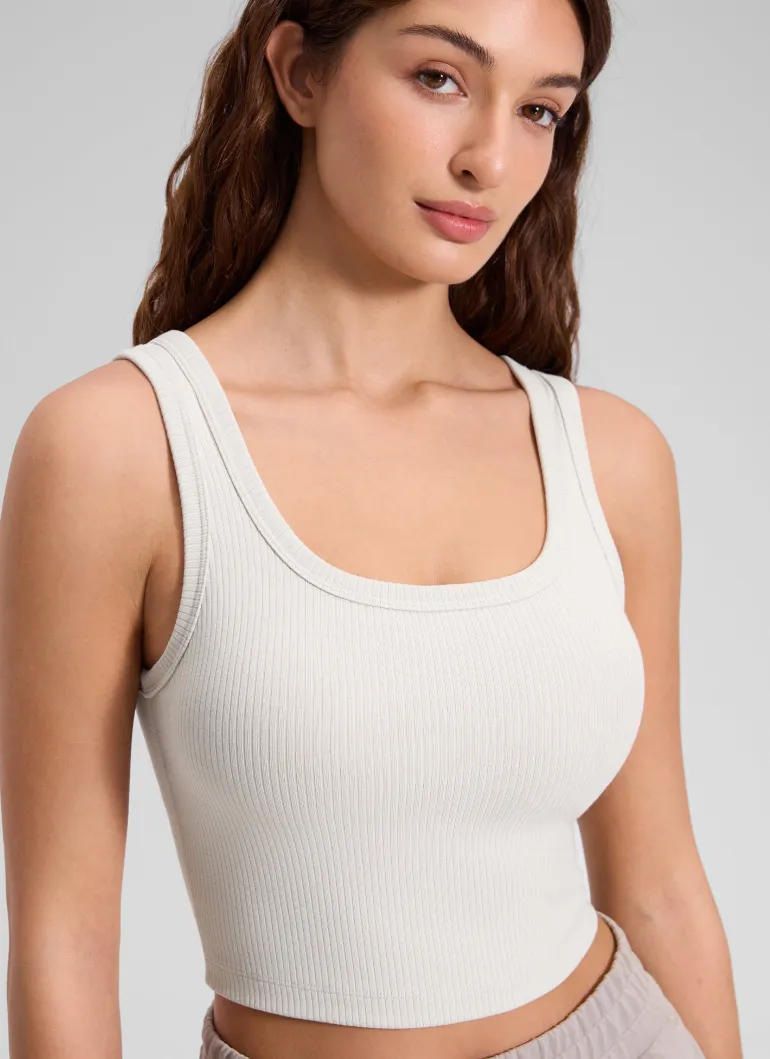 Ribbed U Neck Built in Bra Tank