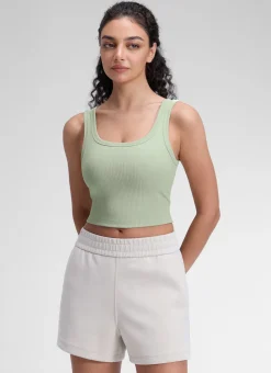 Ribbed U Neck Built in Bra Tank