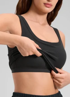 Ribbed U Neck Built in Bra Tank