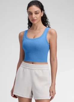 Ribbed U Neck Built in Bra Tank