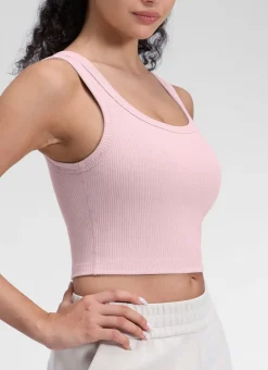 Ribbed U Neck Built in Bra Tank