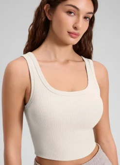 Ribbed U Neck Built in Bra Tank