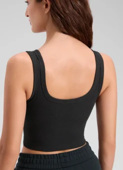 Ribbed U Neck Built in Bra Tank