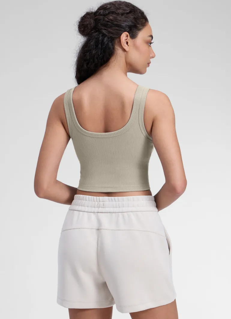 Ribbed U Neck Built in Bra Tank