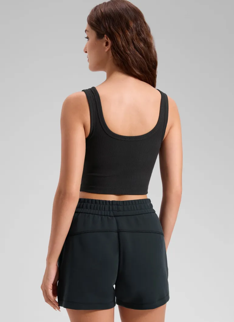 Ribbed U Neck Built in Bra Tank