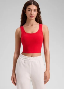 Ribbed U Neck Built in Bra Tank