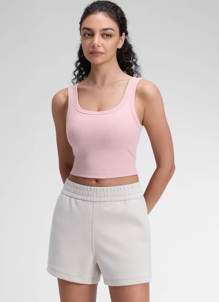 Ribbed U Neck Built in Bra Tank