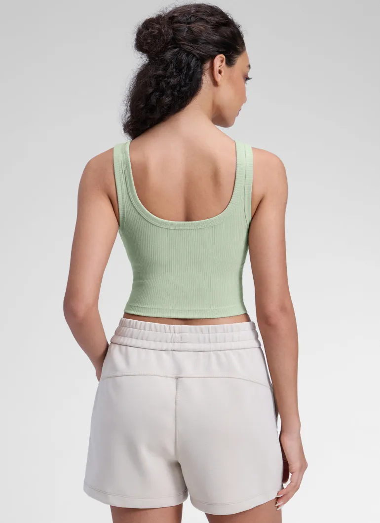 Ribbed U Neck Built in Bra Tank