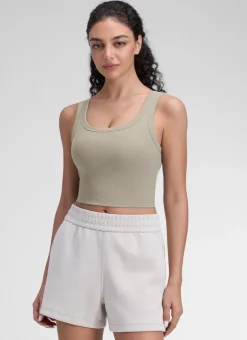 Ribbed U Neck Built in Bra Tank